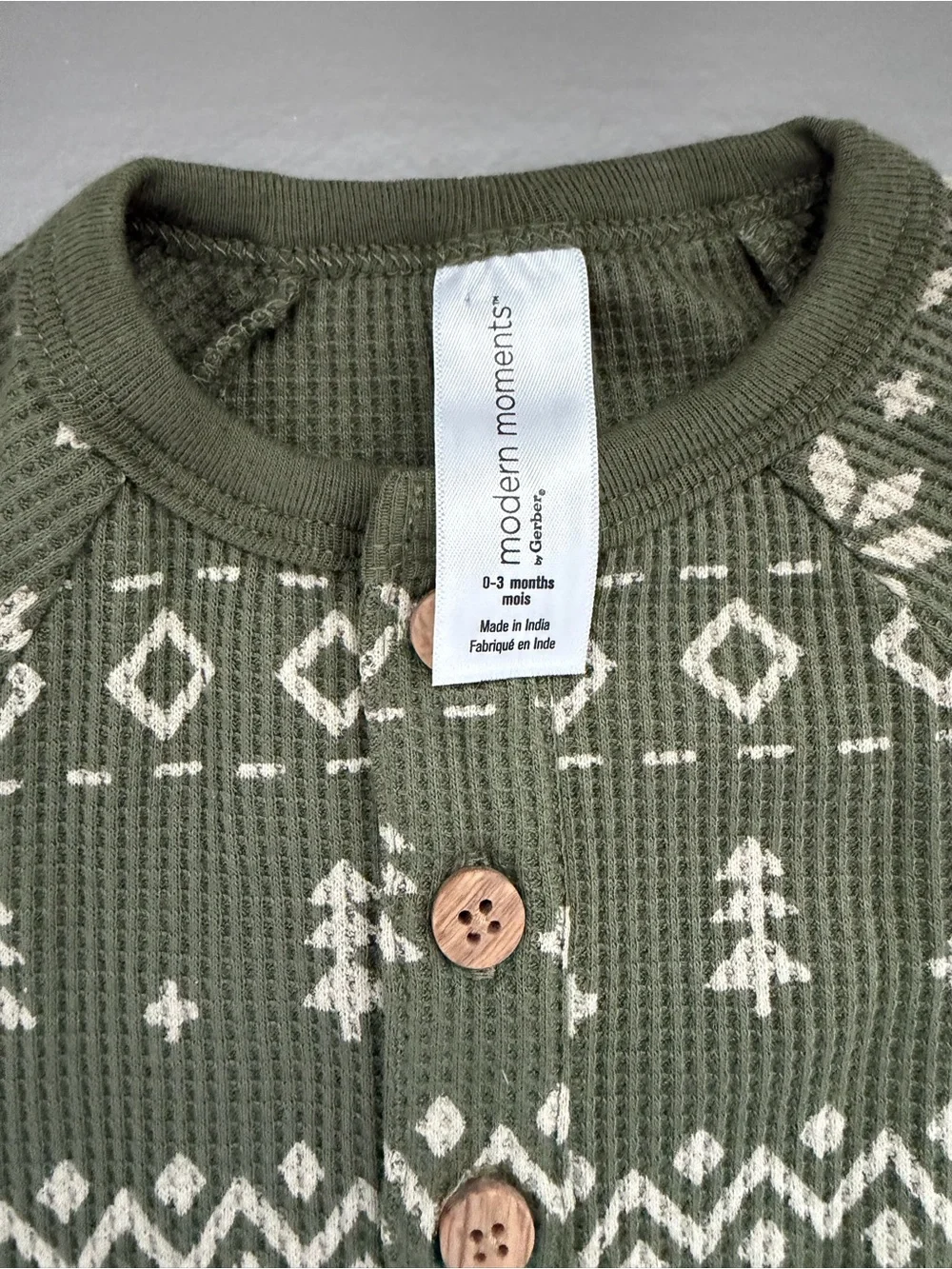 Olive Green Knit Holiday One-Piece Romper